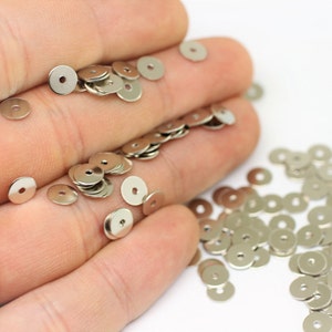 6 mm Silver Tone Round Disc, 6 mm Stamping Tag, Coins, Mid Hole Coins, Tiny little Circle Charms, SLVS