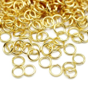 5 mm Shiny Gold Plated Jump Rings, Tiny Jump Ring Connector, Gold Plated Tiny Connectors, Gold Plated Ring Findings, 5mm Jumprings, JMPH
