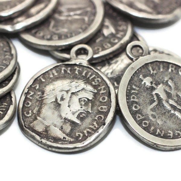 Roman Empire coin charms, Replica Coin, Matt Silver Coins, 32 mm Silver Pendant, double side charms, Roman Pendants, roman coins, CONC