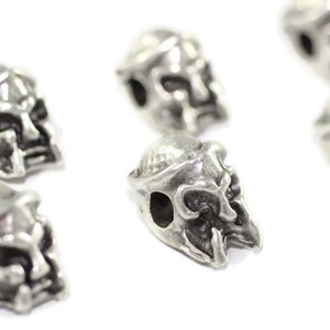 Matte Silver Gladiator Beads, 10x17 mm Helmet Beads with Two Holes, Spartan Helmet Bracelet Charms, Bracelet beads, AKS 022