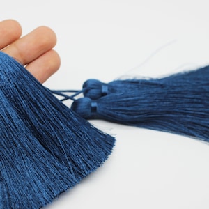 Pale Blue Tassel, Large Tassel, Silky Tassel, 110 mm Large Tassels, Jewelry Making, Tassel Pendants, tassel necklace, PSK 056