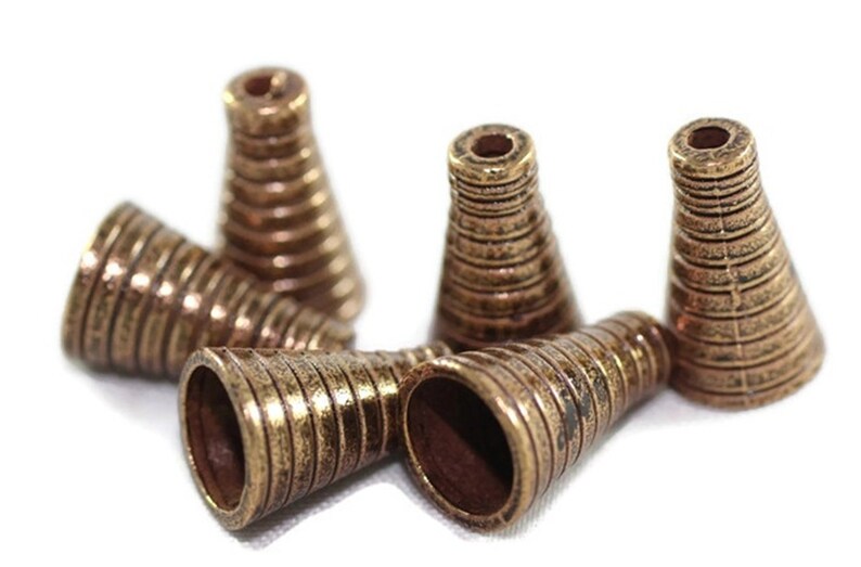 Antique Copper Cone Caps 10x16 Mm Long End Caps 8mm Inner Etsy UK