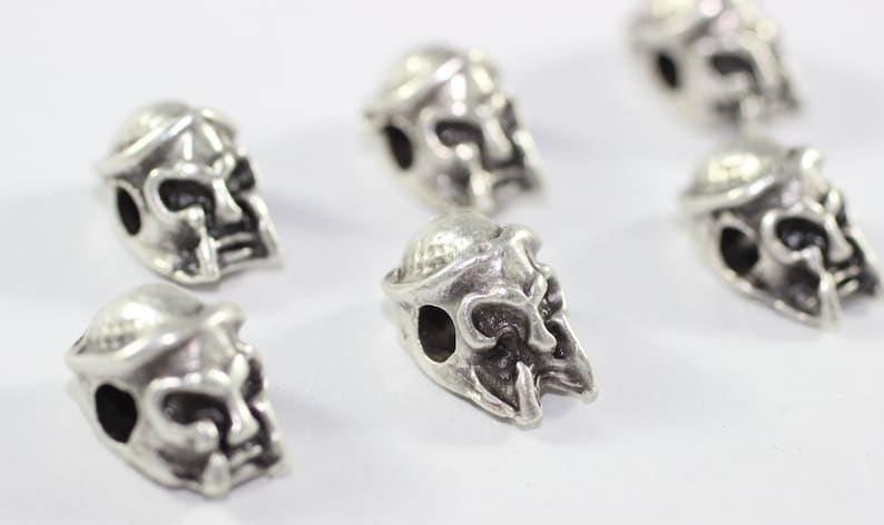 10x17 mm Helmet Beads with Two Holes AKS 022 Matte Silver Gladiator Beads Bracelet beads Spartan Helmet Bracelet Charms