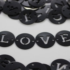20mm Black Plated Letters (A,B,C,D,E.....Z) Round Letter Disc - Stamping Blank - personalized -Alphabet Letters Initial Charm
