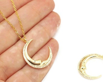Gold Plated Cz Crescent charms, cz jewelry, micro pave moon, Moon pendant, cz pendant, Crescent necklace, pave moon, Crescent charm, MPCM