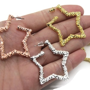 44mm Rhodium, Rose, Gold Plated Star Ear Cuffs, Star Earrings, Dainty Ear Cuffs, Dainty Hoops, Earrings, Ear Cuff OZY01