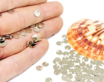 6 mm Silver Tone Tiny Round Charms, 6 mm One Hole Connectors, Round Stamping Discs, Stamping Blanks, Stamping Tags, SLVS