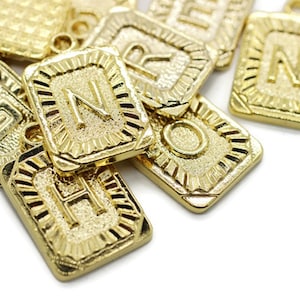 24 K Shiny Gold Letter Charms, Alphabet Letter Charms, Square Letter charms, Personalized letter, Alphabet charms, Intial charms, ALSC