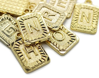 24 K Shiny Gold Letter Charms, Alphabet Letter Charms, Square Letter charms, Lettera personalizzata, Alphabet charms, Intial charms, ALSC