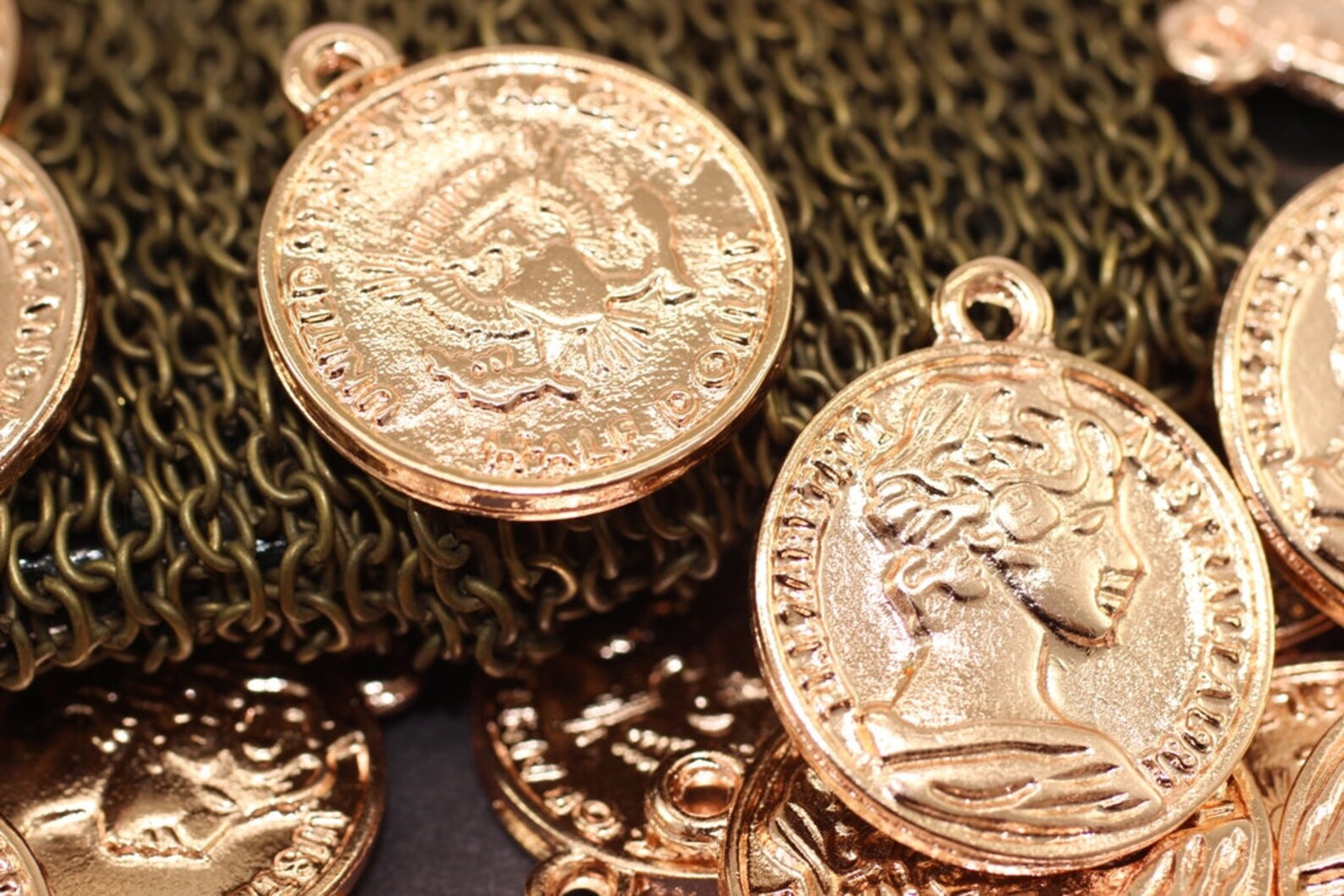 Rose Gold Plated Elizabeth Coins 22x27 Mm Rose Gold Pendant - Etsy
