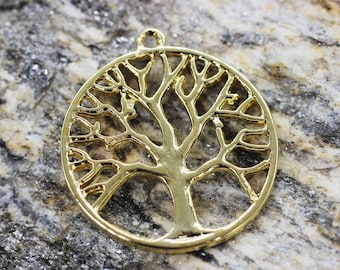 Shiny Gold Large Tree of Life Charms, 32x36mm Tree of Life Bracelet Charms, Jewelry Connectors, Necklace charms, Tree of Life pendant, TROC