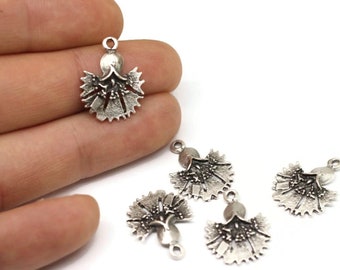 Matt Silver Carnation Charms, 21x16mm Carnation Pendants, Brass Earrings, Earring charms, Flower charms, clove charms,  KST 033