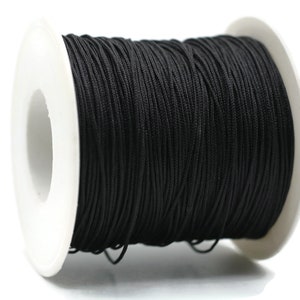 0.031 inch Chinese Knot Black Nylon Thread Lift Cord, 100 Yards Spool Macrame Bracelet Cording, Shamballa Beading Kumihimo String, BRS