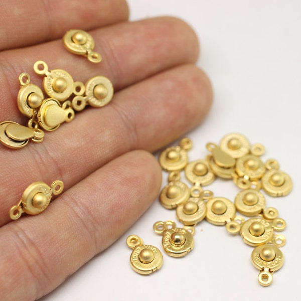 Gold Plated Snap Clasp (7.5mm), Toggle Clasps, UFO Bracelet Clasps, adjustable clasps, Button Clasps , ball and socket clasps