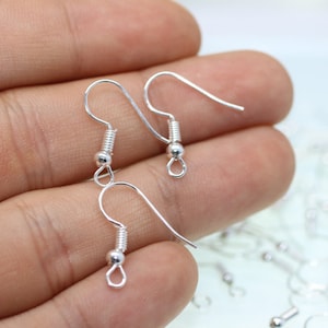 Silver Earring Hooks, 20 mm Ear Wires, Earring Findings, Silver Ear Wires, Jewelry Supplies, making earrings, ERKC