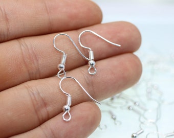 Silver Earring Hooks, 20 mm Ear Wires, Earring Findings, Silver Ear Wires, Jewelry Supplies, making earrings, ERKC