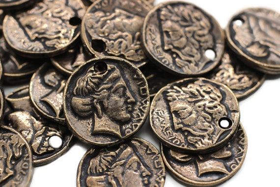 Antique Copper Coins, 18 Mm Copper Pendant, Double Side Charms