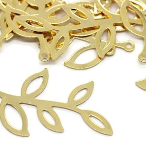 Shiny Gold Leaf Pendant, Mini Leaf Pendant, Leaf Charms, 19x34mm Gold Small Leaf, Earring Charms, Gold Leaves, LFCC