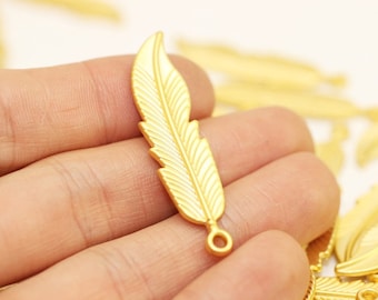 20 Pcs of Antique Gold Feather Leaf Charms 9x30mm A6871 - Etsy