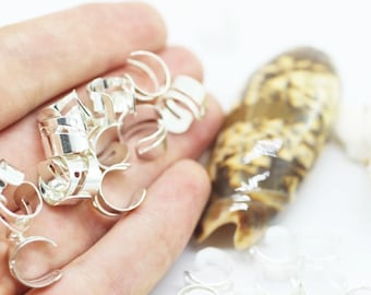 Rhodium plated Ear Cuffs, Unplated, with hole 10mm No Piercing Ear Cuff, Ear Wrap, Ear Rings, Cartilage Earring, ECUF
