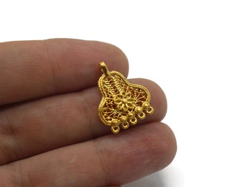 Dijes para aretes chapados en oro mate de 24 k, conectores de joyería multifilamento de 18 x 22 mm, dijes de filigrana, componente para aretes, accesorios para aretes