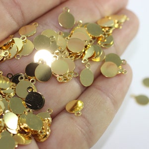 24K Gold Plated Pewter Charms, 9 mm Sequin Findings, Gold Plated Connectors, connector charms, sequin charms, SRHP