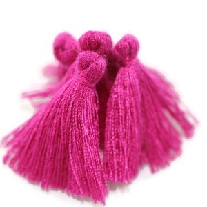 Mini Earring Tassels, 27mm fuchsia tassel jewelry, Thread tassels, tiny tassel, short tassel, mini tassel, silky tassel, cotton tassel, MNTS