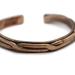 Helical Pure Copper Bracelet Bangle, 8 mm Irish Celtic Style Raw Copper Bangle, Adjustable Cuff, arthritis bracelet