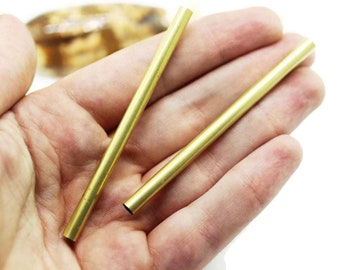 5x80mm Raw Brass Long Tube Beads, Tubes, Round Tube Beads, Fits 4 mm Cords, Spacer tubes, raw brass tubes, tube findings