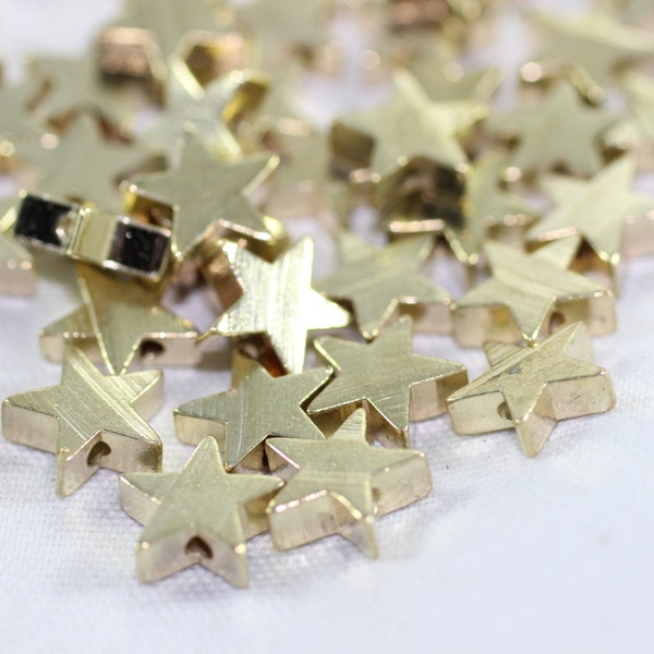 25 Pcs Raw Brass Tiny Star Charms, 7.5 mm Star Beads and Spacer, Star Connectors - AKS 178