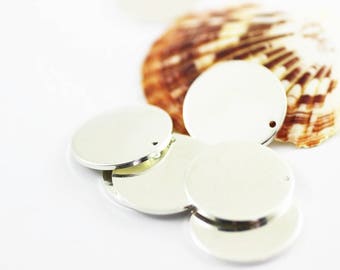 1,4 x 25 mm glänzende versilberte Scheibe, runde Punzierscheiben, Stanzrohlinge, Silber runde Scheibe, Kreis Rohlinge, SolidNähte