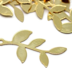 Shiny Gold Leaf Pendant, Mini Leaf Pendant, Leaf Charms, 14x25mm Gold Small Leaf, Earring Charms, Charm Findings, Gold Findings, LFCC