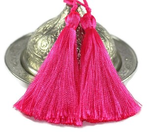 80 mm Hot Pink Silky Lux Tassels, Long Thick Tassels, pour votre joli bricolage, Glands Boho, Glands de boucles d’oreilles, Fabrication de bijoux PS017