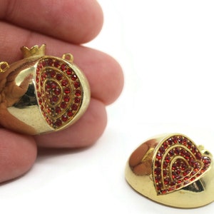 Gold Plated Pomegranate Charms, 22x25mm Gold Plated Pomegranate Necklace, 3D Fruit Charm