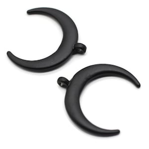 Large Moon Charm, Matt Black Crescent Charms, 28 mm Moon Charms, Crescent Moon, Mini Crescent Pendant, Moon Charm, Necklace charms, CMPN