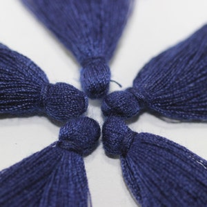 Mini Earring Tassels, 27mm Dark Blue Silky tassel jewelry, Thread tassels, tiny tassel, short tassel,  DIY projects, tassel necklace, MNTS