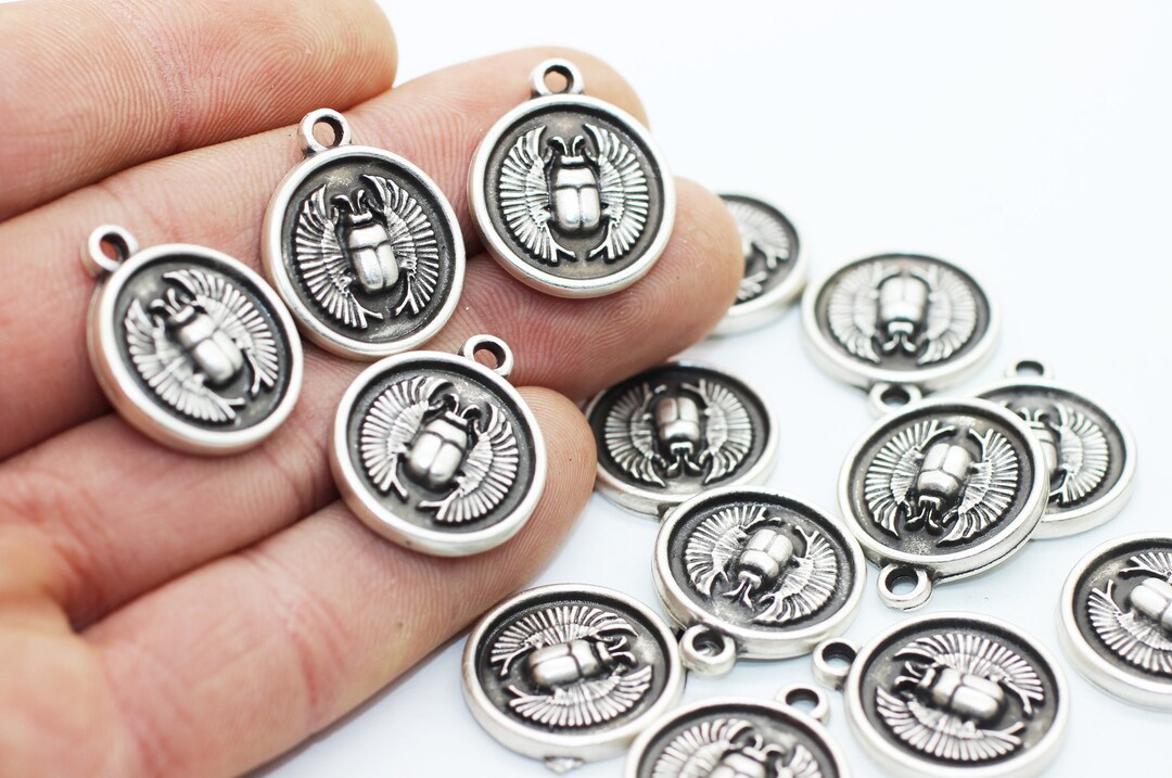 Silver Pharaoh's Beetle Charms 19x23mm Egypt Charms - Etsy