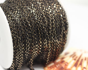 Maillon noir de 1,5 x 2 mm, chaînes en laiton, chaîne lâche, chaîne en or, - petites chaînes en métal - chaîne soudée - accessoires de collier