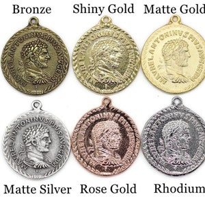 Ancient Greek Coin Pendant, Choose Your Color Pendant, Roman Pendants, Rustic Coins, Coin Pendants, Coin Findings, Coin Charms RCCP