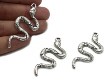 Antique Silver Plated Snake Charm | Snake Pendant | Earring Charms | Cobra Charms | Animal Charms | Jewelry Making | Necklace Charms