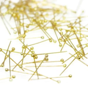 Gold Tone Ball Head Pin - 0.6 mm x 15/20/25/30/35/40/50/60 mm Ball Head Pins - 100/200/300 Pcs Ball Head Pin - GNC 105