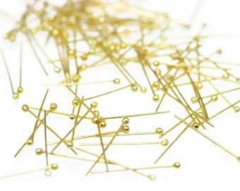 Gold Tone Ball Head Pin - 0.6 mm x 15/20/25/30/35/40/50/60 mm Ball Head Pins - 100/200/300 Pcs Ball Head Pin - GNC 105