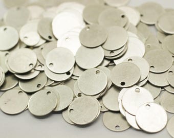 12 mm Matt Silver Plated Coins Charm, Round Stamping Discs, Stamping Blanks, Stamping Tags, Round Discs, 12mm Matt Silver disc, MSDS