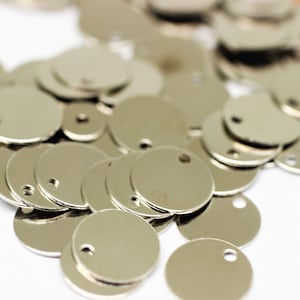 12 mm Silver Tone Round Charms, 12 mm One Hole Connectors, Round Stamping Discs, Stamping Blanks, Stamping Tags, SLVS