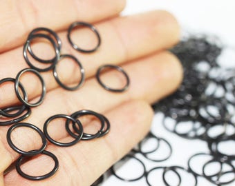 Anneaux plaqués noir 14 mm, petit connecteur pour anneau de saut 14 mm, connecteurs ronds, anneaux brisés, anneaux brisés, accessoires de bijouterie, JMPB