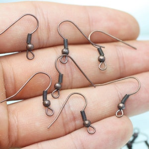 Copper Tone Earring Hooks, 20 mm Ear Wires, Earring Findings, Copper Ear Wires, Jewelry Supplies, making earrings, ERKC