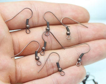 Copper Tone Earring Hooks, 20 mm Ear Wires, Earring Findings, Copper Ear Wires, Jewelry Supplies, making earrings, ERKC