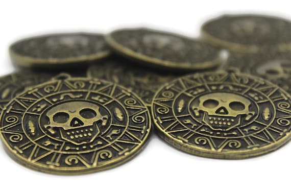 Antique Bronze Pirate Coins 36x40 Mm, Pirates of the