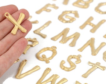 24k vergoldete Initial Anhänger Bastelbedarf, Diy Gold Buchstabe Charms Halskette, Vergoldetes A bis Z Schmuckset, Alphabet Buchstaben Charms