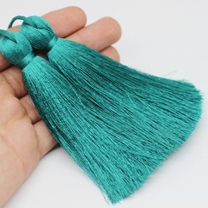 2/5/10 pcs Sapphire Blue Tassel, Large tassel, Silky Tassel, 110 mm Large Tassels, Mala tassel, Jewelry Making, Tassel Pendants, PSK 030